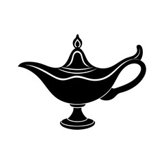 Vintage Magic Lamp Silhouette, Perfect for Storytelling Projects