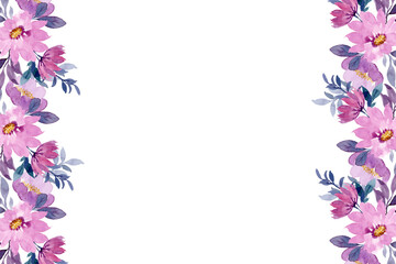 Flower border watercolor for wedding, birthday, card, background, invitation, wallpaper, sticker, decoration etc.