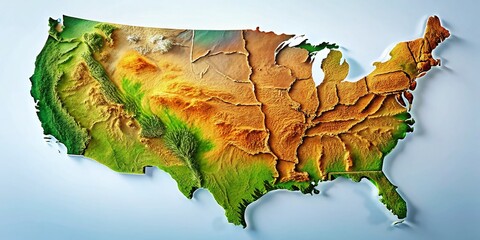 USA 3D Relief Base Map - HD Detailed America