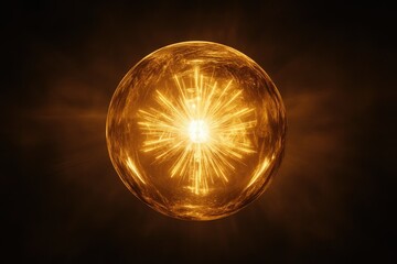 A glowing golden sphere radiates light, creating a celestial, energetic, and mystical aura.