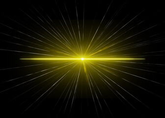 Yellow laser beams on blank background