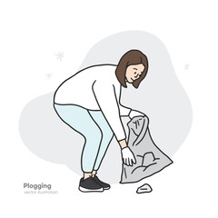 Illustration of a scene where you're plogging while running