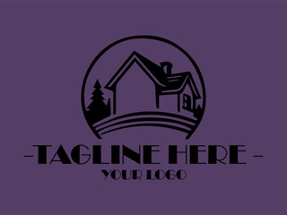 Simple house design on wave with  space and vektor, Suitable for real estate ads, property listings, or vacation rental promotions