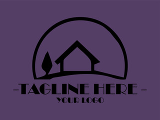 Simple house design on wave with  space and vektor, Suitable for real estate ads, property listings, or vacation rental promotions