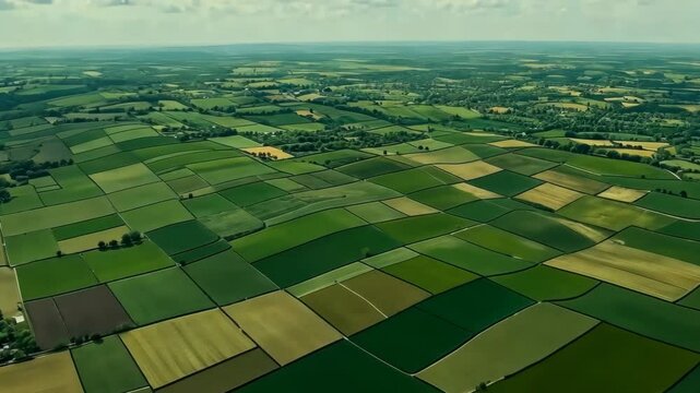Aerial View of Green Farmland Patchwork