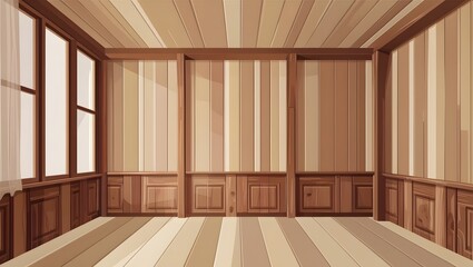 Empty Wooden Room - Rustic Interior Background