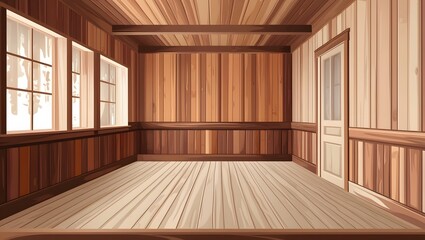 Empty Wooden Room - Rustic Interior Background