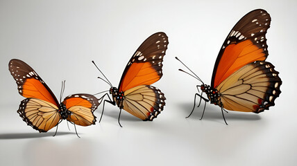 Obraz premium yellow and orrange butterflies on white background ai
