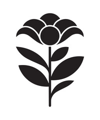 Minimalist Black Flower Icon on White Background