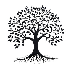 Black Tree of Life Nature Roots Branches Leaves 3D Render