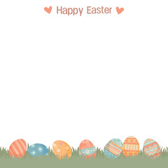 Happy Easter card design. Easter eggs with grass background
