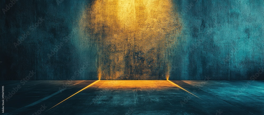 Poster glowing ramp wall with textured grunge abstract background and blank space for custom text or design