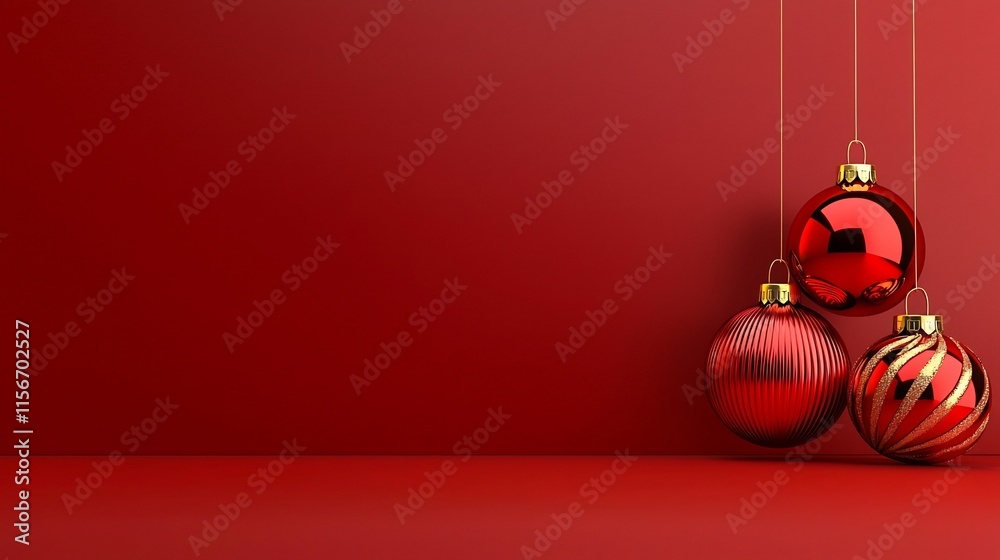 Poster minimalist and elegant 3d featuring red and gold festive elements with an open text field for design