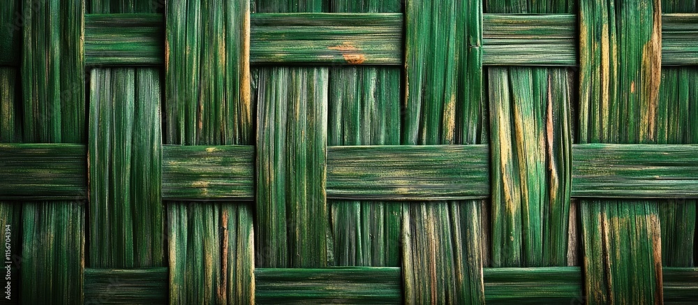 Poster green abstract wicker weave texture background with space for text or design elements