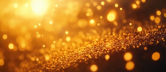 Warm glowing coffee beans with sparkling light create a cozy ambiance ideal for text or branding in advertising materials
