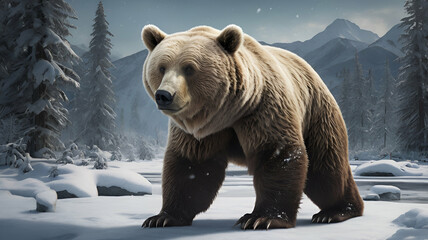 Obraz premium poland bear in snow ai