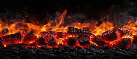 Glowing Ember Coals with Dark Background and Space for Text Creative Concept for Heat or Fire Related Design