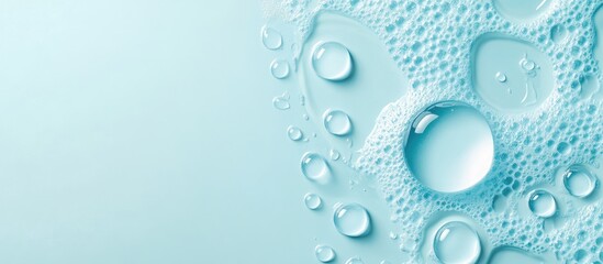 Glow Skin Cream and Water Droplets on Blue Background for Skincare Advertisement with Space for Branding and Text