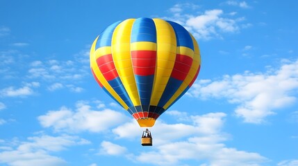 Obraz premium Colorful Hot Air Balloon Ascending In A Blue Sky