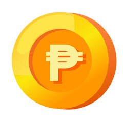 Philippine Peso (PHP) sign icon gold gradient 3D vector illustration coin currency money