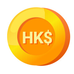 Hong Kong Dollar (HKD) sign icon gold gradient 3D vector illustration coin currency money