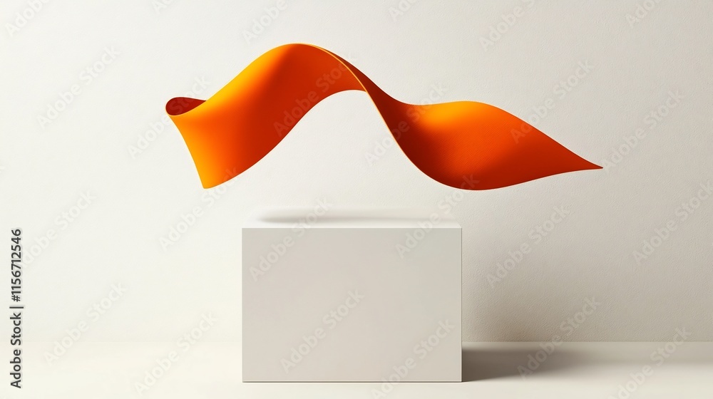 Poster elegant and sleek chinese inspired ribbon abstract 3d with minimalist backdrop and open text placeho