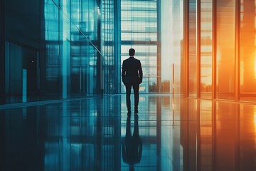 Fototapeta premium Businessman looking at cityscape. Success, ambition, future concept.