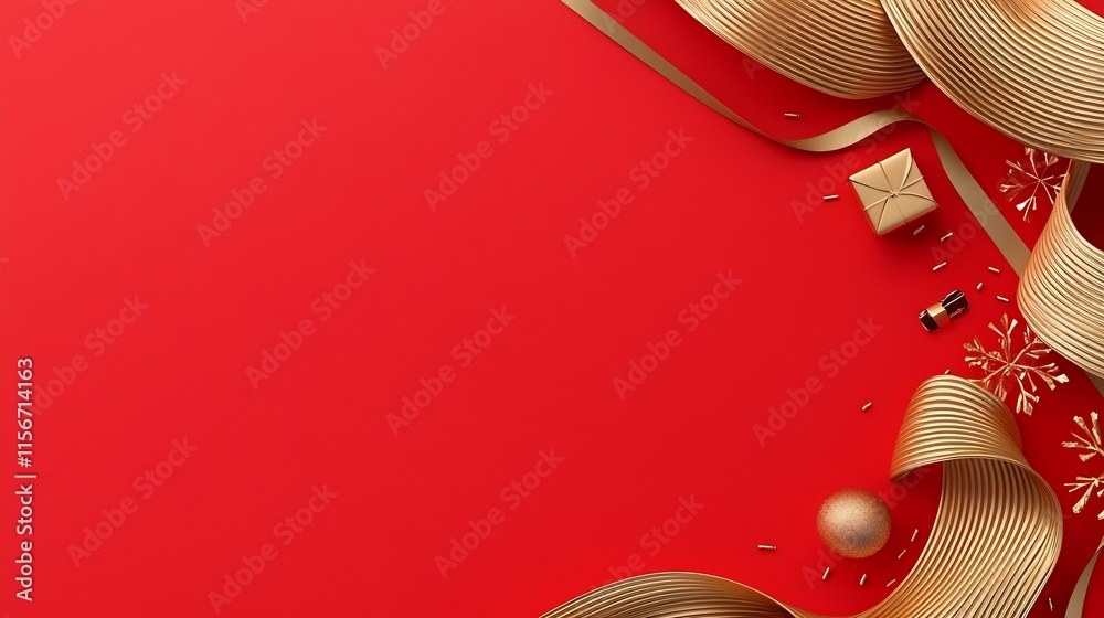 Poster subtle golden waves create a captivating and sophisticated design on a rich festive red background w
