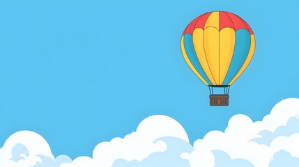 Fototapeta premium Colorful Hot Air Balloon Soaring Above Fluffy Clouds