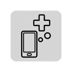 Obraz premium Medical mobile app line icon. Online doctor, medical aid, consultation outline sign. Medicine and modern technology concept. Vector illustration, symbol element for web design and apps