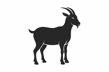 goat silhouette icon vector white