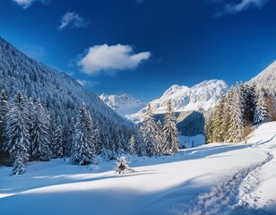 Fototapeta premium Sappada, Friuli. Winter landscapes. Immersed in the snow.