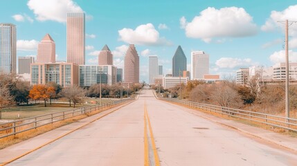 Fototapeta premium Urban landscape capture dallas cityscape road view clear sky environs aerial perspective vibrant city life