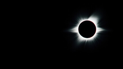 A spectacular solar eclipse viewed from Earth, with the sun obscured by the moon, revealing a glowing halo around the edges, creating a breathtaking celestial spectacle.