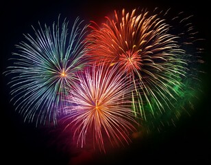 Sylvester, happy new year, new year's eve background banner - Golden firework fireworks pyrotechnics on dark black night sky