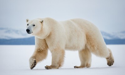 북극곰 눈밭을 걷고있다 우아한 북극곰