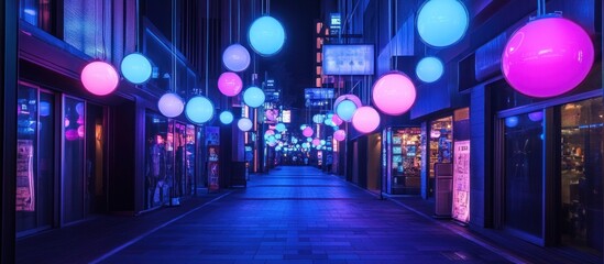 Obraz premium Vibrant Neon Night Alleyway.