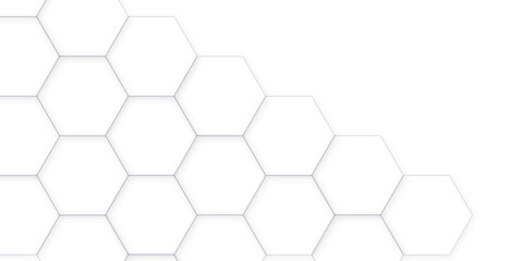Abstract white background. Luxury white pattern with hexagons. abstract 3d hexagonal background. modern background with hexagons. Geometric mesh cell texture. modern futuristic wallpaper. 