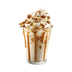 Tasty coffee Glasse with whipped cream isolated on transparent background
