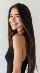 Fototapeta premium Portraits of beautiful European women with long straight hair