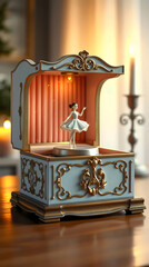 music box opening to reveal a rotating ballerina