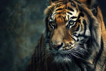 Fototapeta premium Close-Up Portrait of a Tiger's Intense Gaze