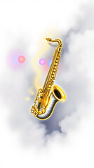 Naklejka premium saxophone floating in a smoke