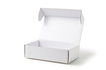 empty white cardboard box isolated on white background