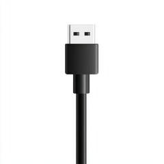 A close-up of a black USB cable on a white background, emphasizing its sleek design and modern technology.