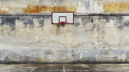 Old Wall Basketball Hoop Urban Setting