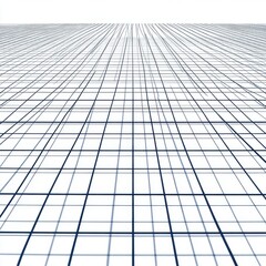 An abstract perspective of a grid pattern, showcasing a field of blue lines against a white background.