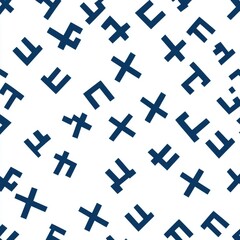 Obraz premium Abstract pattern featuring navy symbols on a white background, creating a modern and minimalist aesthetic.