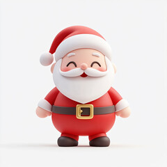 Obraz premium 3D cartoon Santa Claus white minimalistic background classic festive poses children holiday Christmas advertisement seasonal illustration character design concept render chubby fat beer belly old