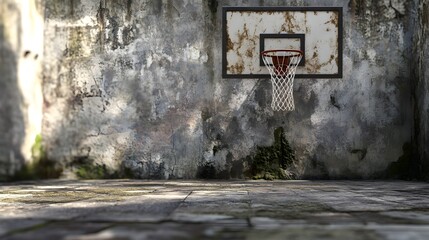 Rusty Basketball Hoop in Abandoned Building